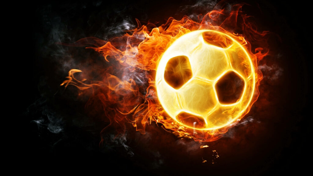 Burning Fury: A 4k Football Wallpaper Ignited with Blazing Speed on a Shadowy Field