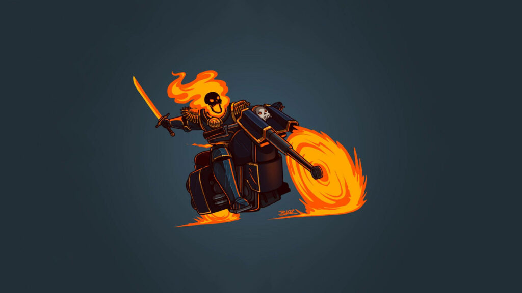 Blaze into the Night with Minimalist Ghost Rider Wallpaper