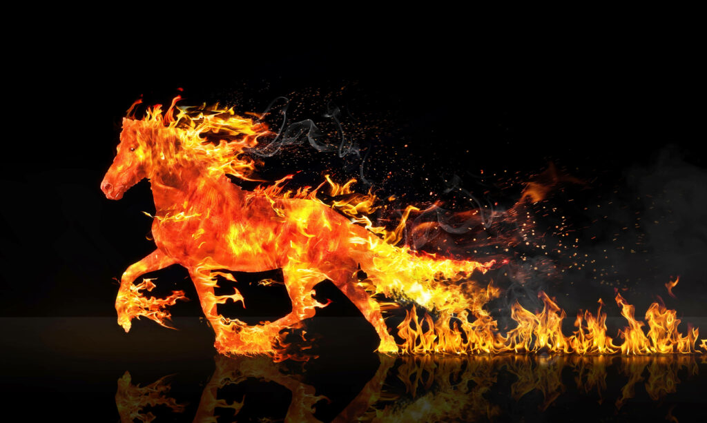 The Blazing Stallion Gallops in 4k, Leaving a Fiery Trail - Captivating 4k Fire Background Image Wallpaper