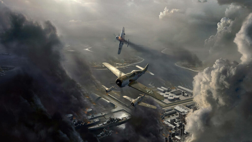 Explosive Aerial Assault: Majestic Columns of Smoke Embellish the Battlefield Wallpaper