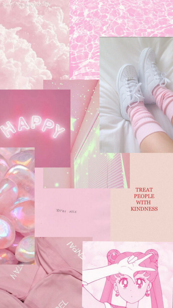 Pretty in Pink: An Artistic Composition of Pastel Phone Memories Wallpaper