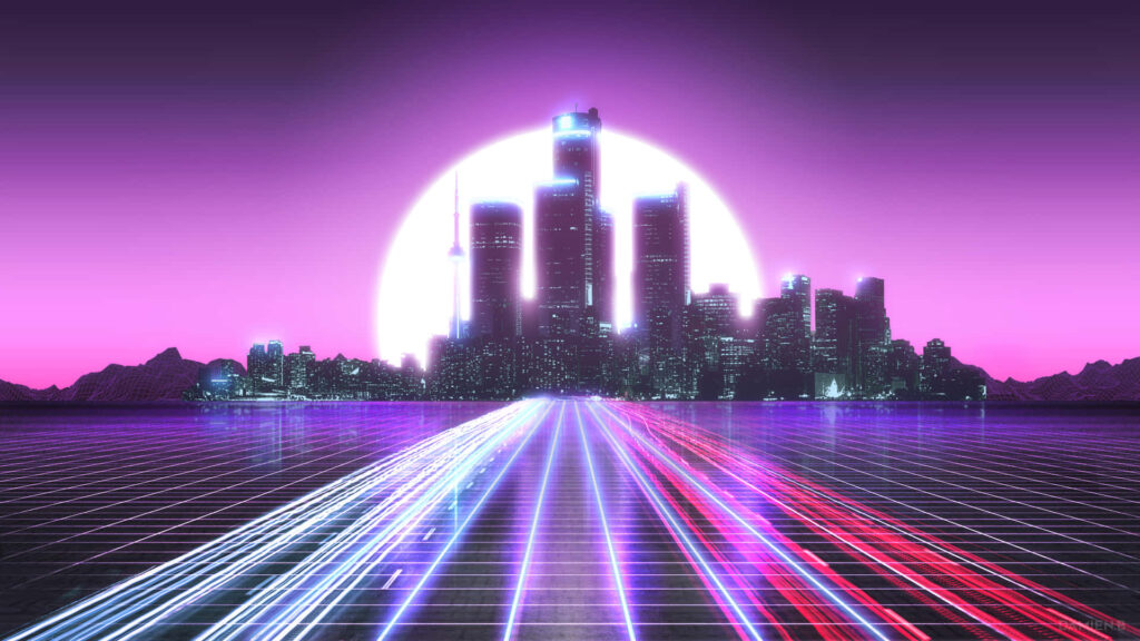 Neon Journey Through a Cyber City Wallpaper