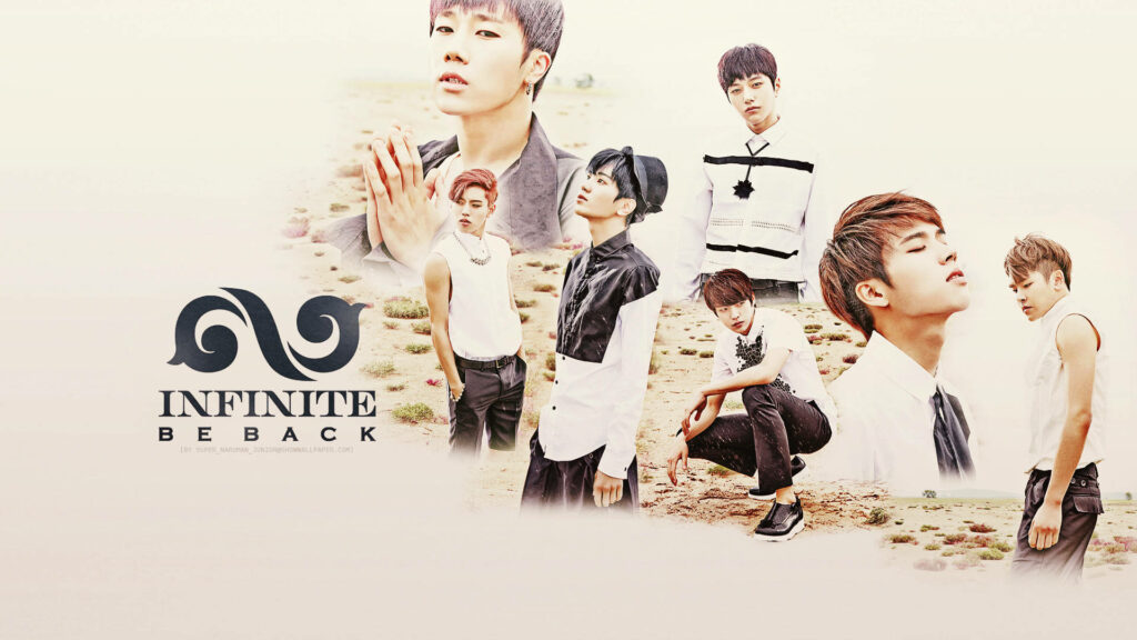 Infinite K-Pop Wallpaper: Stylish Members in Serene Outdoor Setting