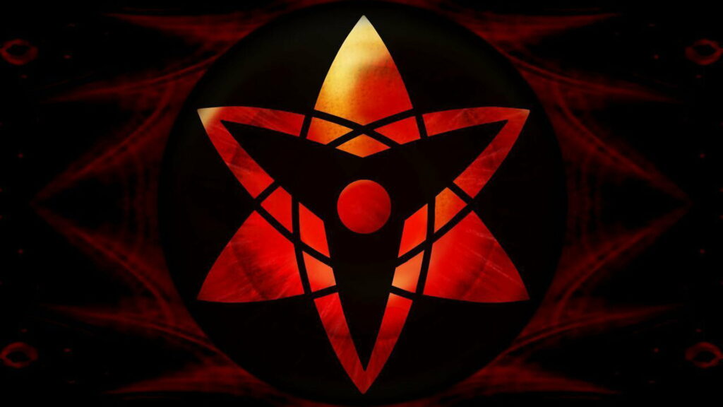 Reflecting the Infinite: Sharingan's Red Moon on a Mirrored Wheel - HD Wallpaper