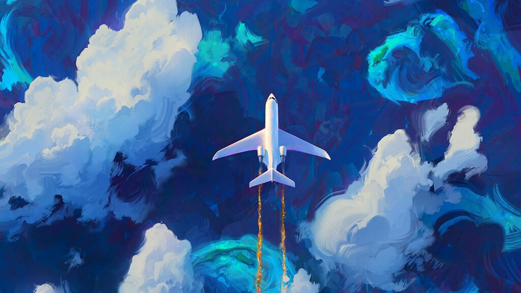 Aerial Serenity: The Enchanting Flight Through Cloudscapes Wallpaper