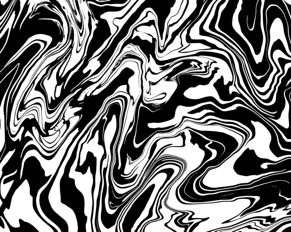 Mono-Tone Dance: Captivating Black and White Swirls in an Abstract Canvas Wallpaper