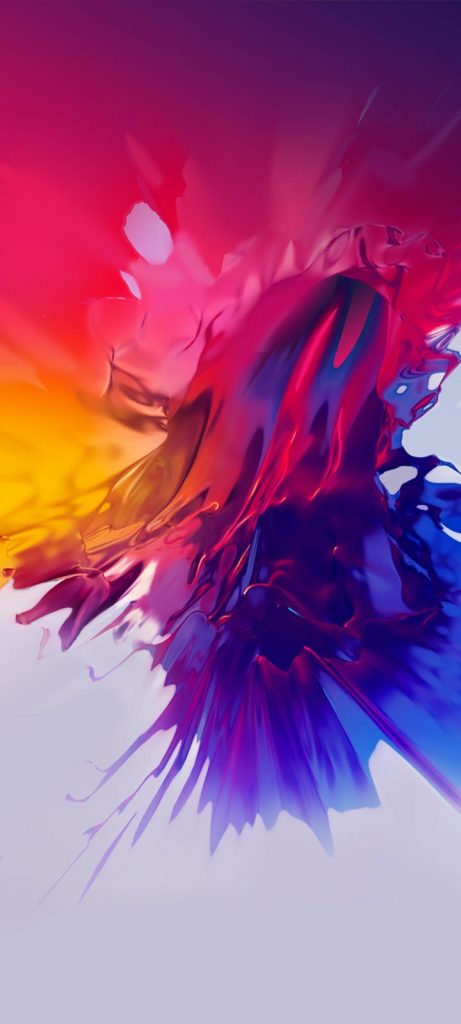 Vibrant holographic fluid explosion wallpaper for Infinix Smart 3 with reds oranges and blues