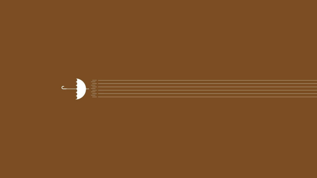 Understated Elegance: Horizontal Line Embellished Umbrella Poster in Minimalist Brown Aesthetic Background Wallpaper