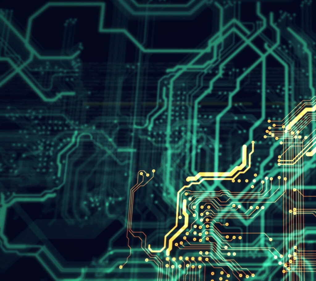 Futuristic Green Circuit Board Wallpaper: Innovation in IT Design