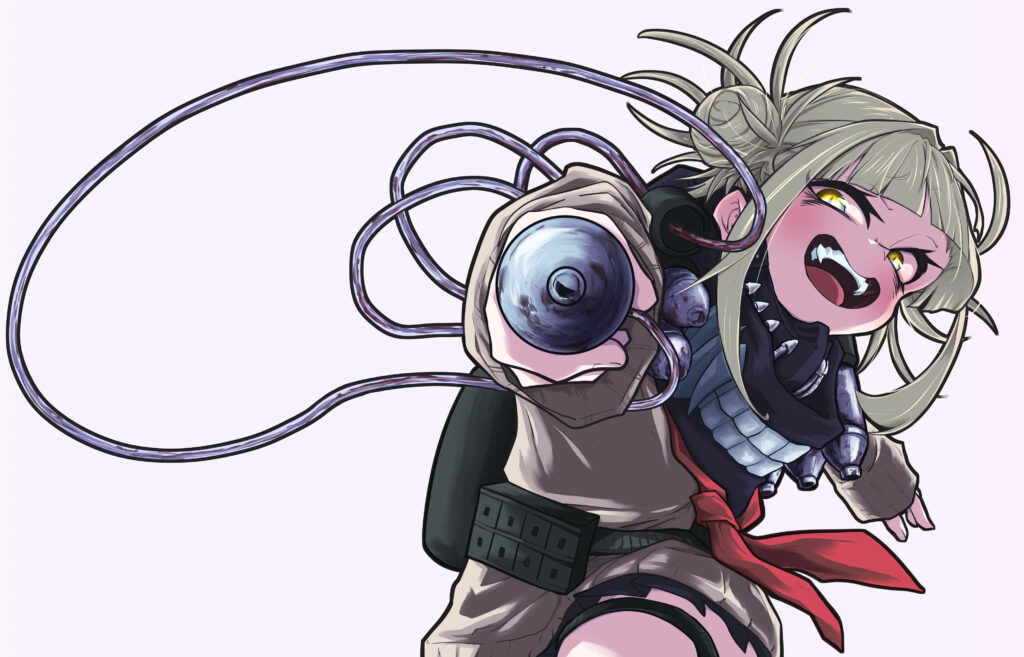 Charming Chaos: Himiko Toga's Cartoon Mayhem Wallpaper