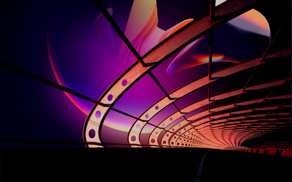 Vibrant Purple Sky Captivated Through Building's Perspective - Stunning Full HD Background Image Wallpaper