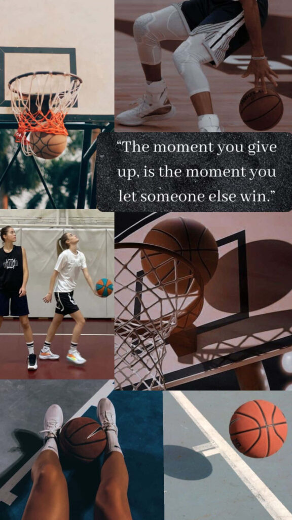 Inspirational Basketball Wallpaper: Action Shots & Motivational Quote