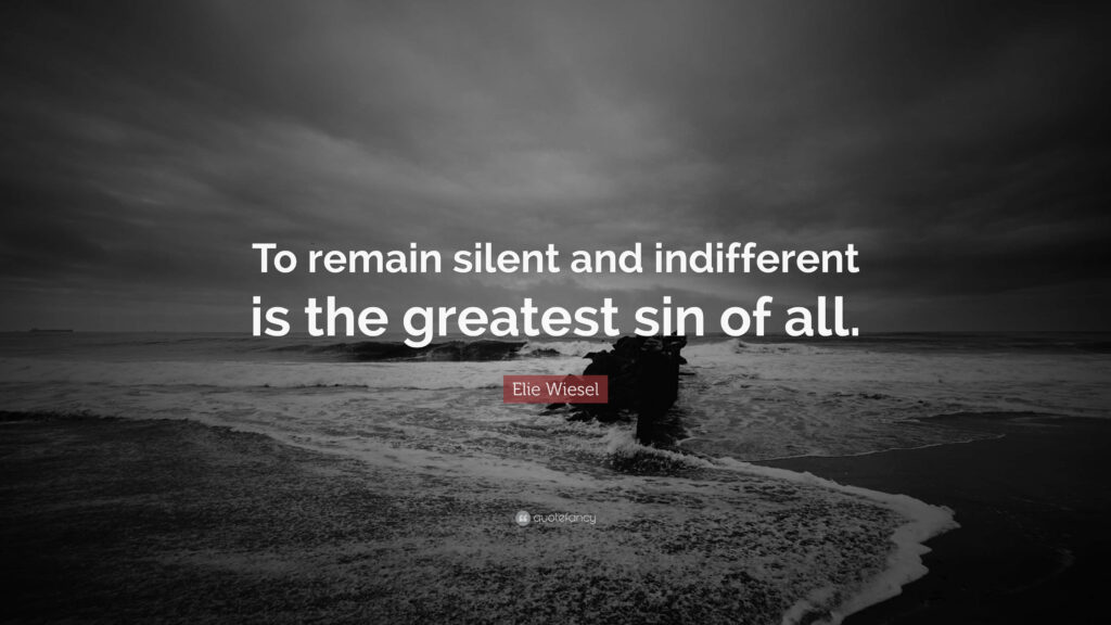 Elie Wiesel Quote Wallpaper: Urgency in Black-and-White Background