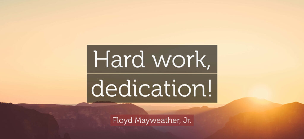 Floyd Mayweather Jr. Quote: Hard Work & Dedication Sunset Wallpaper
