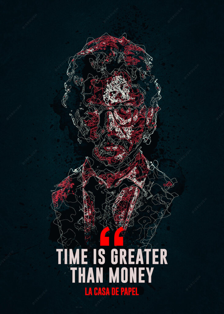 The Professor Unveils a Powerful Poster: Embracing the Power of Time over Money Wallpaper
