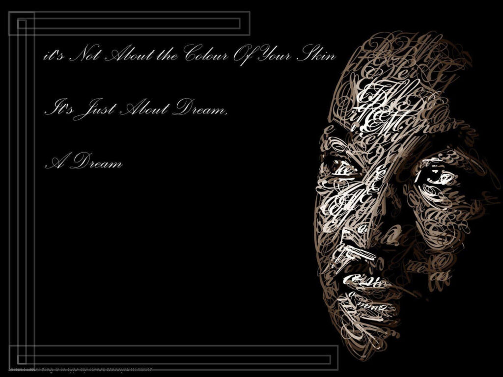 Inspirational Quote Wallpaper: Artistic Face Design on Black Background