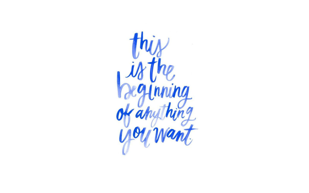 Elegant Blue Calligraphy Motivational Quote Wallpaper - Inspiring Background