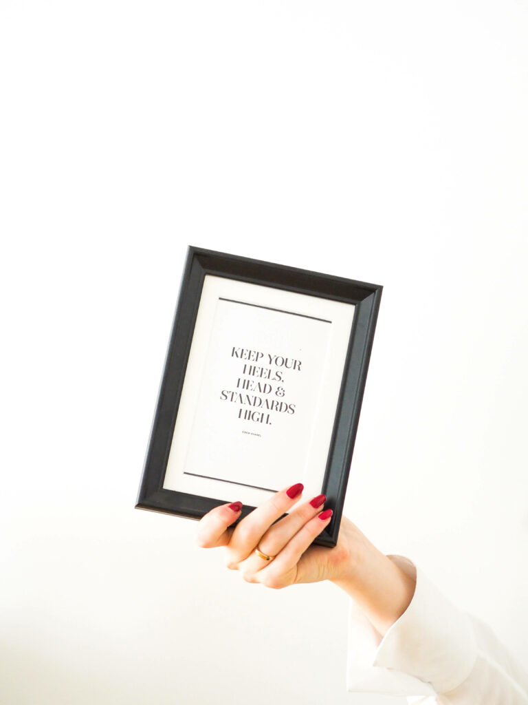 Inspirational Quote Wallpaper: Keep Your Heels, Head & Standards High