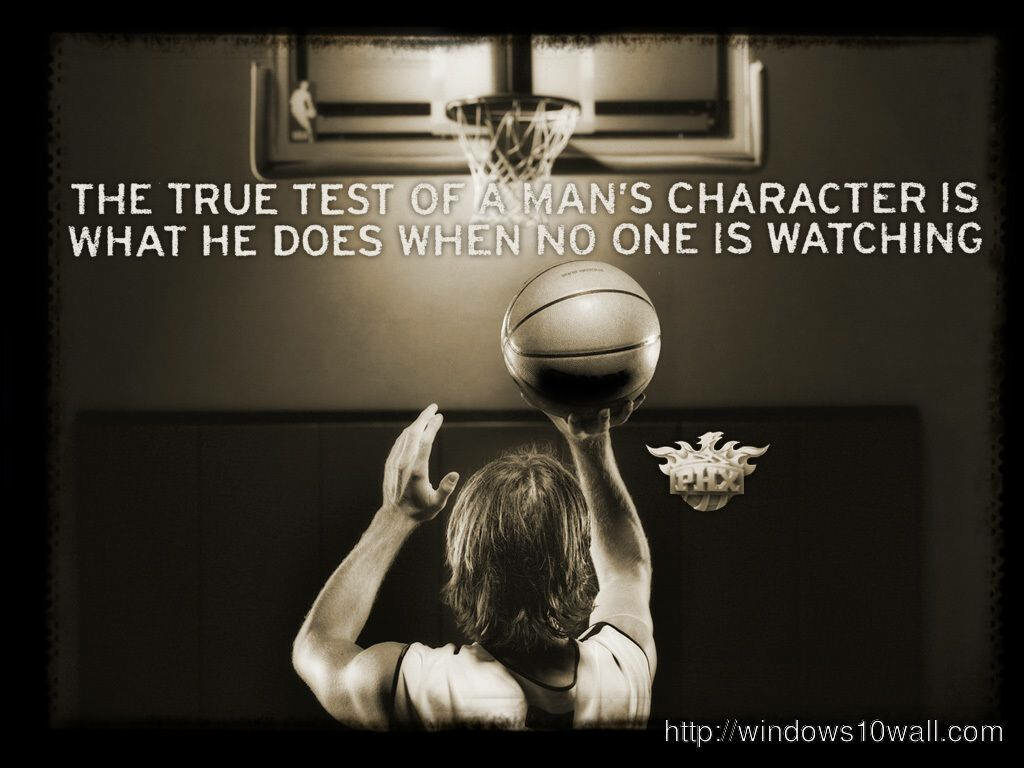 Basketball Player Poised to Shoot – Motivational Quote Wallpaper