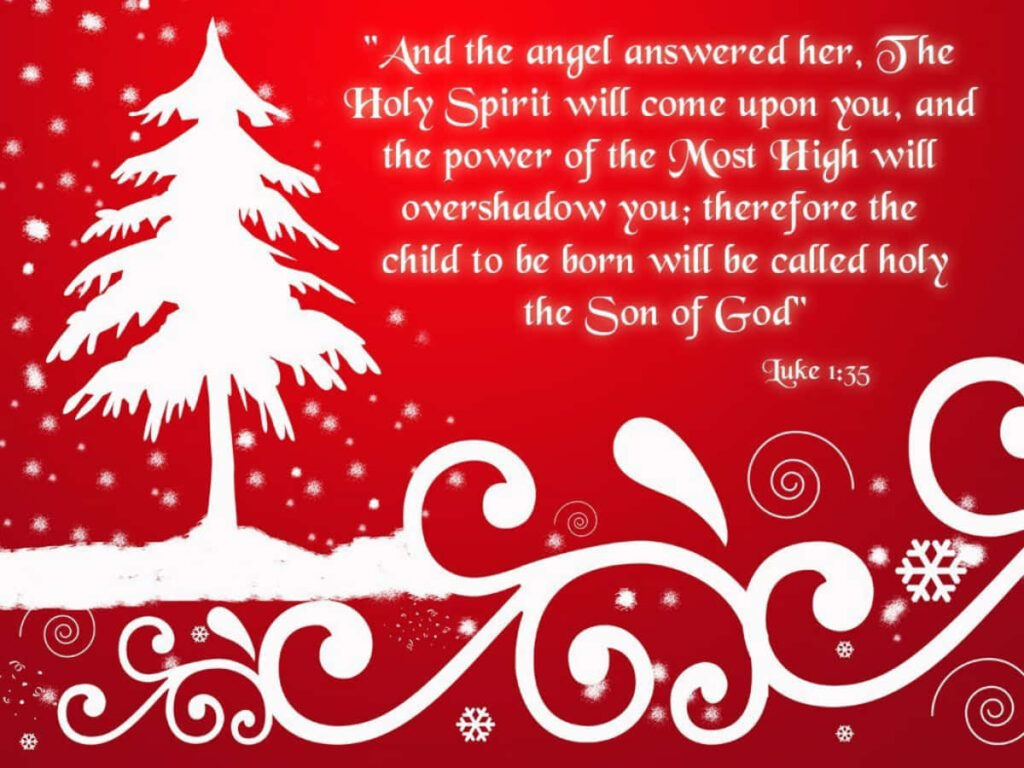 Joyful Christmas Wallpaper with Inspiring Bible Verse & Festive Design