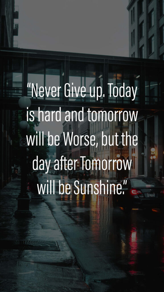 Inspiring Cityscape Wallpaper: Evening Mood & Perseverance Quote