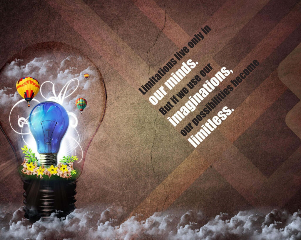 Imagination Unleashed: Creative Wallpaper with Light Bulb & Balloons
