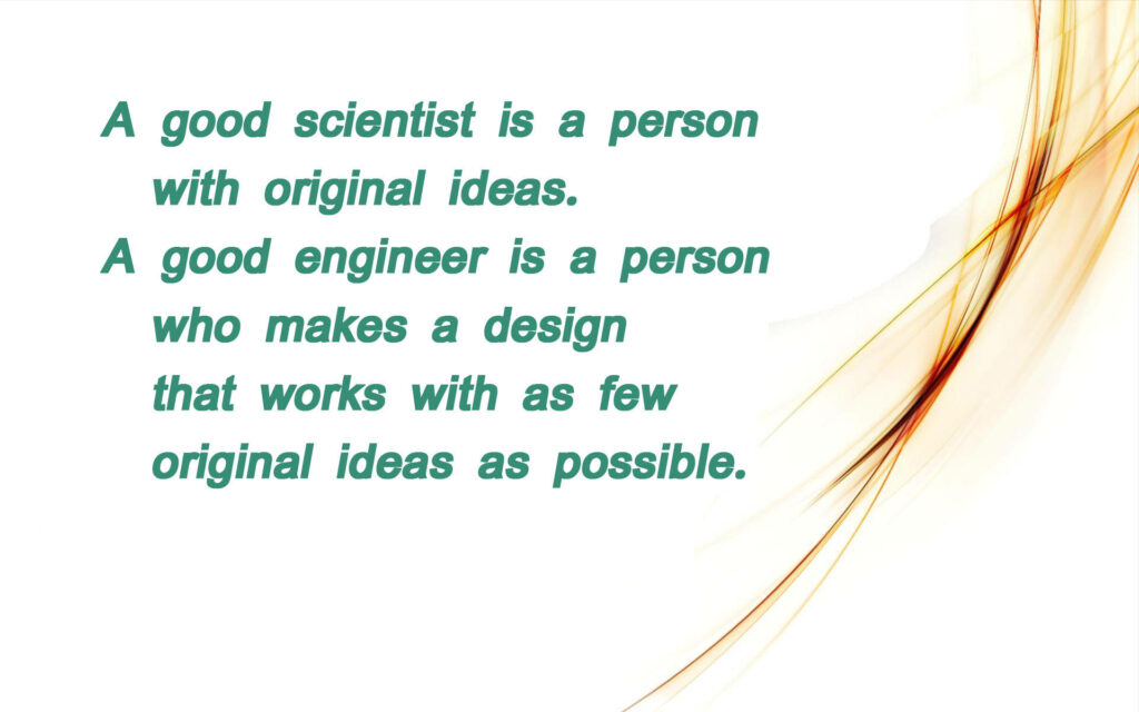 Inspirational Science vs Engineering Quote Wallpaper with Abstract Design
