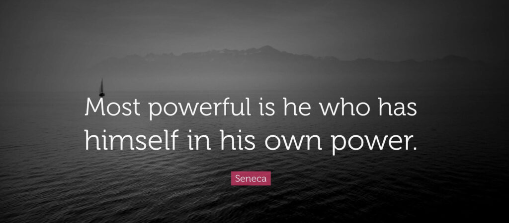 Serene Ocean Wallpaper with Inspiring Seneca Quote on Strength