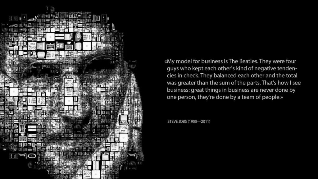 Steve Jobs Mosaic Wallpaper: Inspiring Teamwork Quote in HD