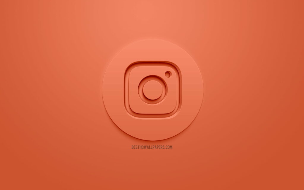 Minimalist 3D Instagram logo on warm orange QHD wallpaper for sleek modern device backgrounds