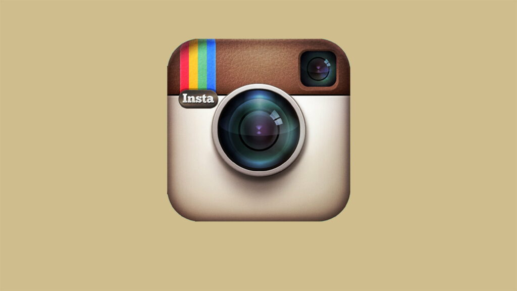 Vintage Instagram logo 4K wallpaper with classic leather camera design on tan background