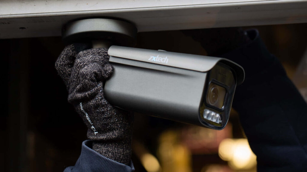 Sleek Zxtech Security Camera Close-Up: Modern Tech for Ultimate Safety Wallpaper