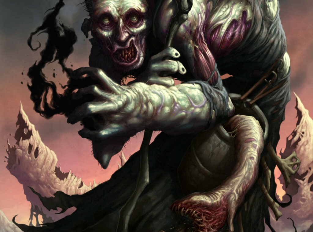 Disturbing 3D Horror Art: Mutated Man in Eerie Dark Background Wallpaper