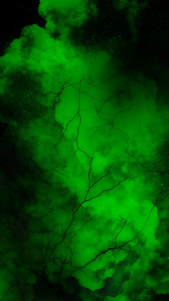 HD Wallpaper: Black Lightning in Vibrant Green Clouds