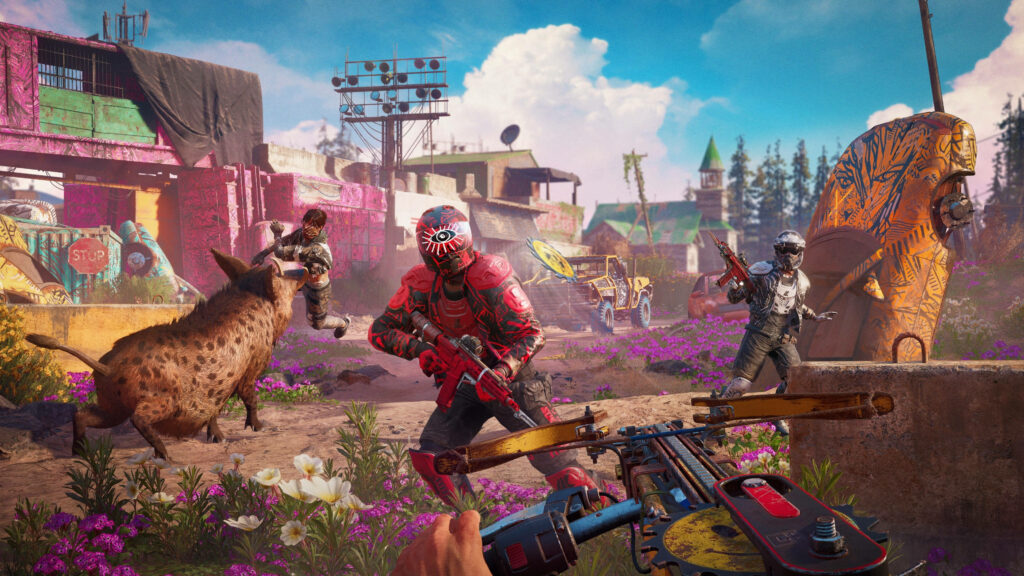 -Intense Battle in Far Cry New Dawn: A Player's Jaw-Dropping POV with Saw Launcher and Boar Surprise
-Adrenaline-Fueled Clash in Far Cry New Dawn: Unforgettable First-person P.O.V. with Saw Launcher and Boar Attack
-Thrilling Encounter in Far Cry New Dawn: Player's POV Takes Aim at Red Soldier amidst Chaos and Boar Rampage Wallpaper
