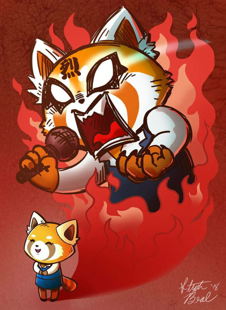Intense Aggretsuko Fan Art Wallpaper: Rage & Calm in Flames