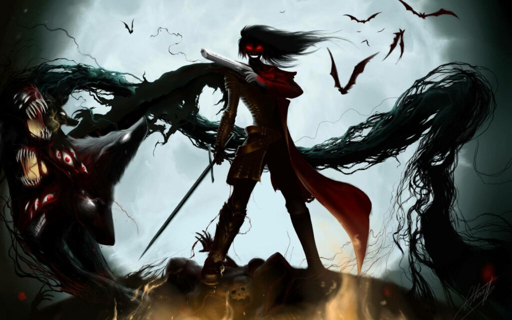 Intense Alucard Wallpaper: Dark, Ominous Hellsing Background