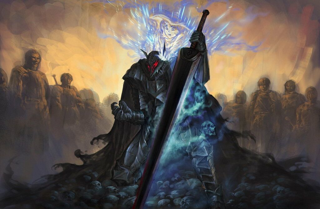 Warrior Unleashed: Guts the Anime Berserk Unleashes His Fury in Stunning HD Wallpaper
