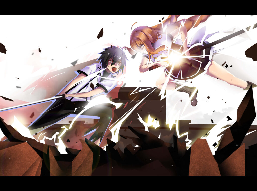 Intense Anime Fight Scene Wallpaper: Action-Packed Clash