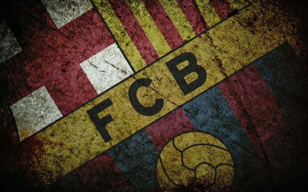 Barcelona FC Logo Close-up: Dark and Textured Wallpaper Background