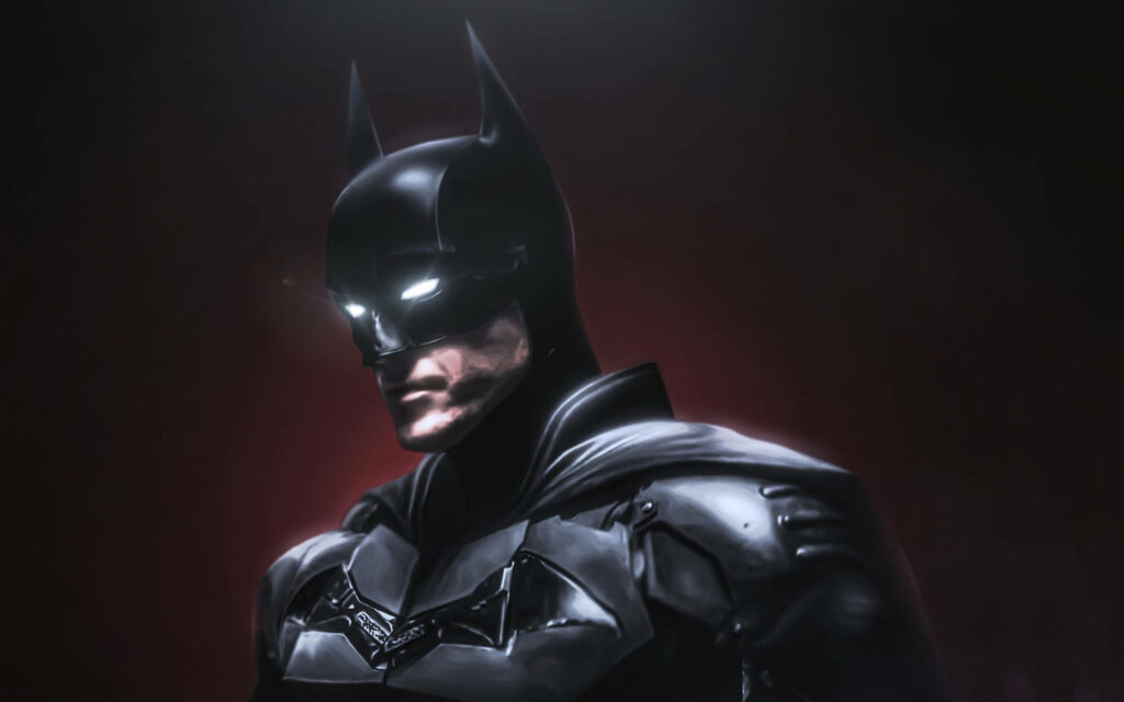 Heroic Batman Wallpaper: Dark Eyes & Armored Suit on Red Black Background