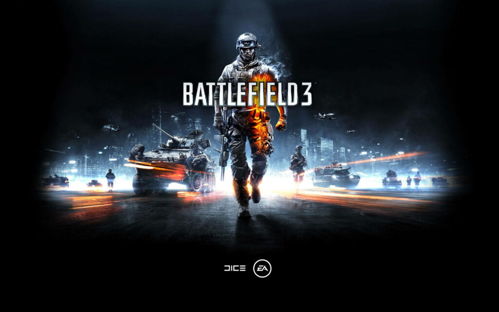 Battlefield 3 Wallpaper: Intense Soldier Action Amidst Explosions