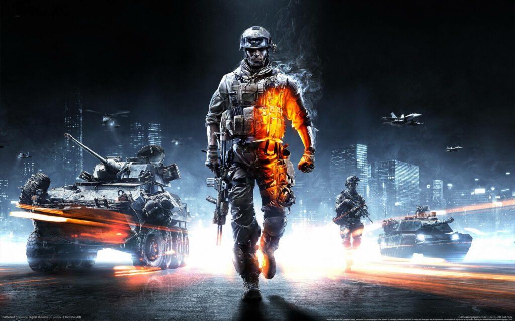 Intense Battlefield 3 Wallpaper: Soldier & War-Torn City Action