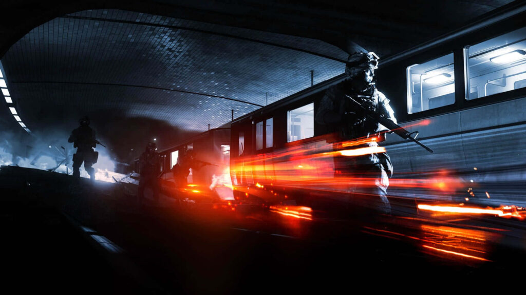 Intense *Battlefield 3* Soldiers in Subway - Action Wallpaper Background