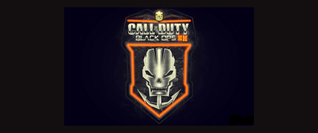 Call of Duty: Black Ops 4 Promotional Wallpaper with Skull Logo and Military Insignia
