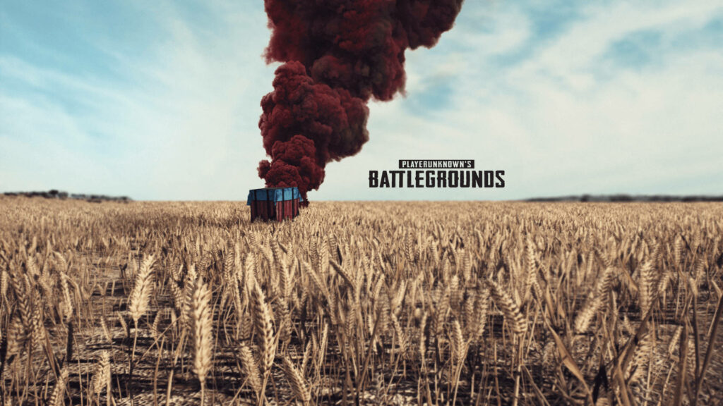 PUBG Fields of Chaos: Red Smoke Enigma amidst a Grain Expanse Wallpaper