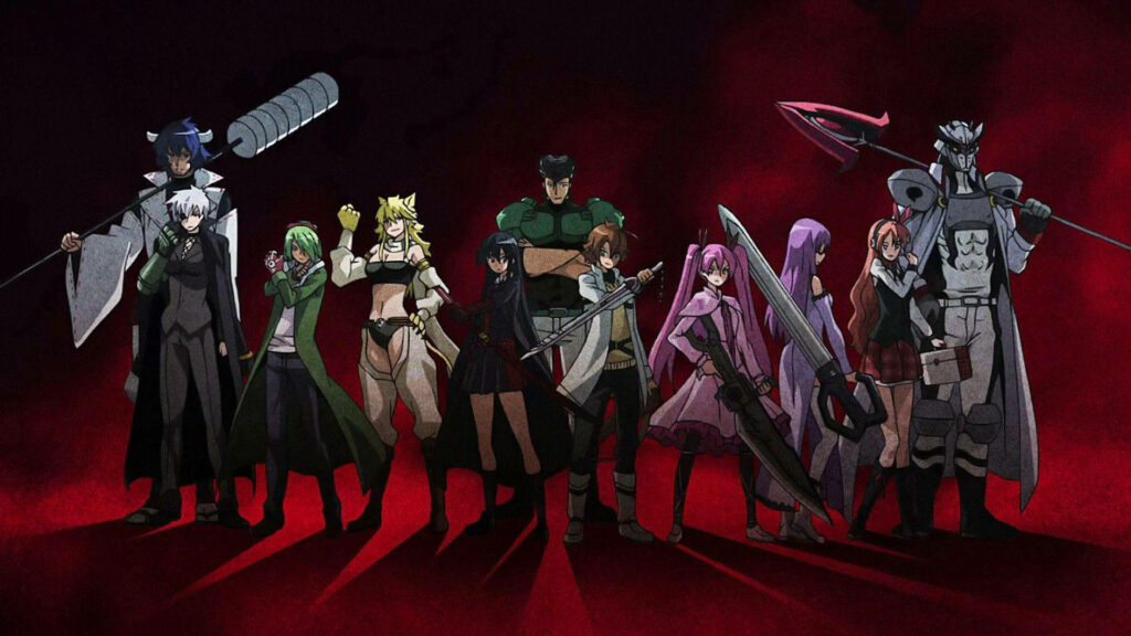 The Scarlet Warriors: Akame Ga Kill Characters Unleash Their Power in Fiery Red Wallpaper