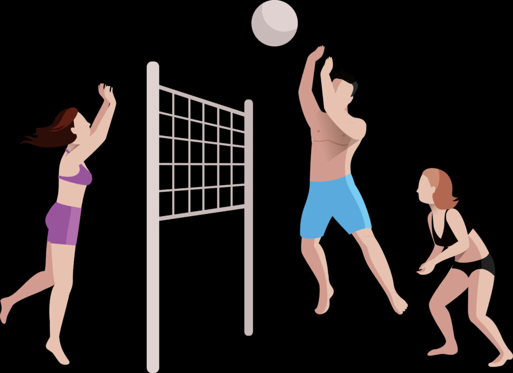Dynamic Beach Volleyball Action: Intense Game Illustration Wallpaper