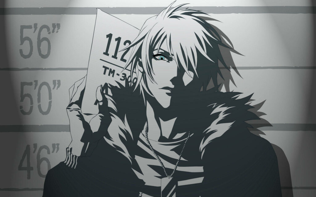 Mysterious Anime Boy Height Chart - Dramatic Black & White Wallpaper