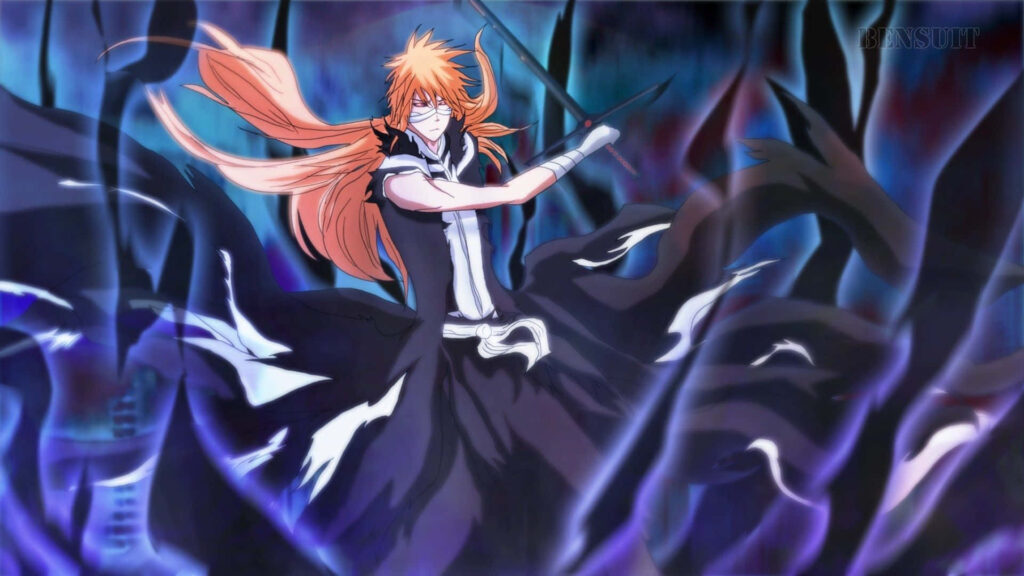 Intense Bleach Character Wallpaper: Dark Aura Anime Background